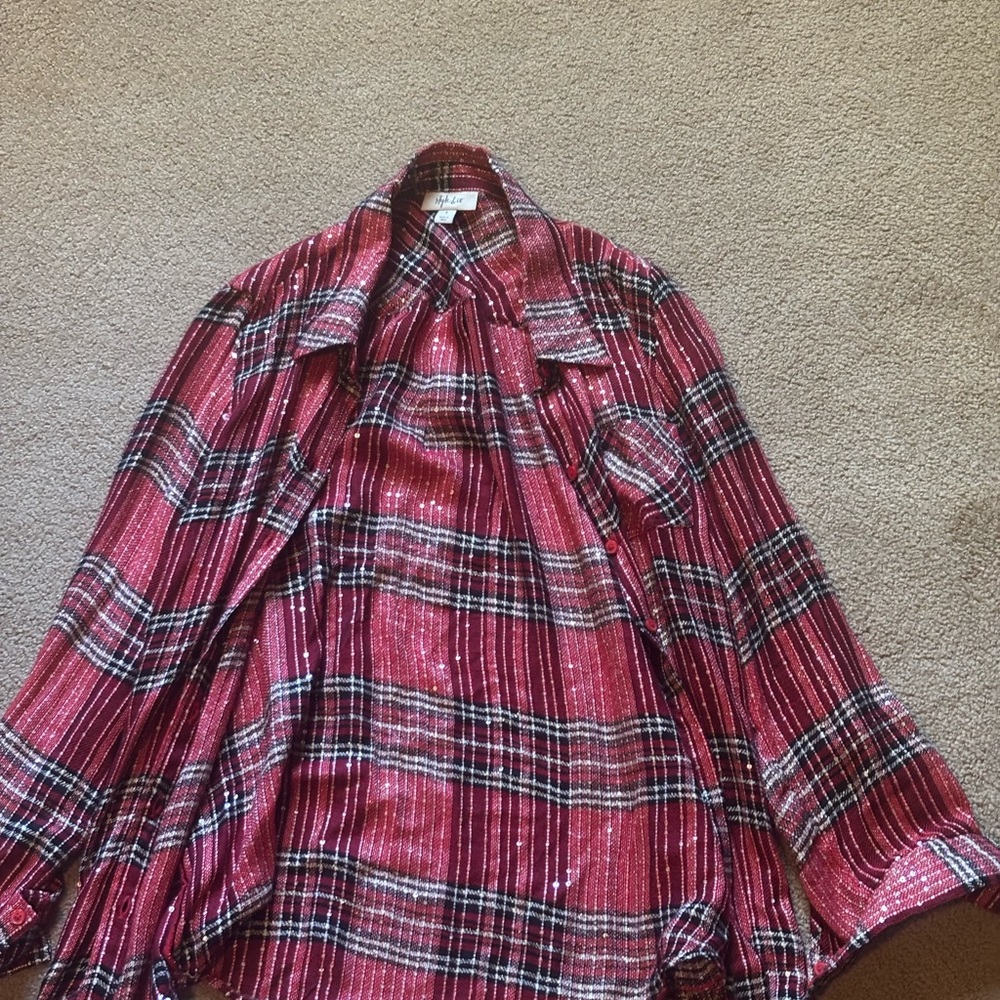 Style & Co. Red and Black Plaid Shirt